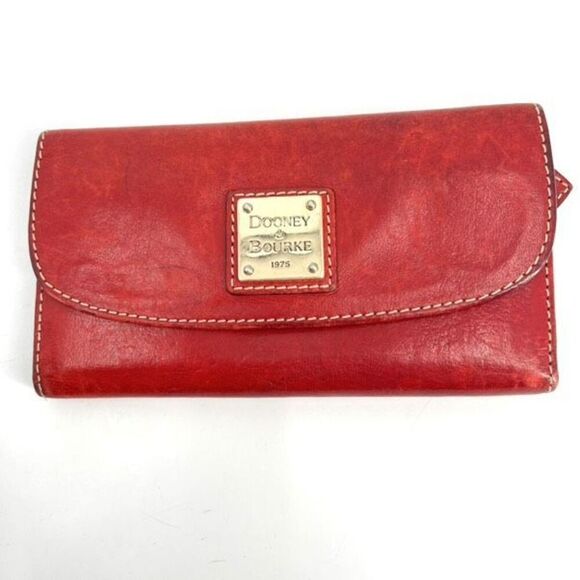 Vintage Dooney & Bourke Leather Wallet 70s 80s folding tru-fold key holder brown - Picture 1 of 7